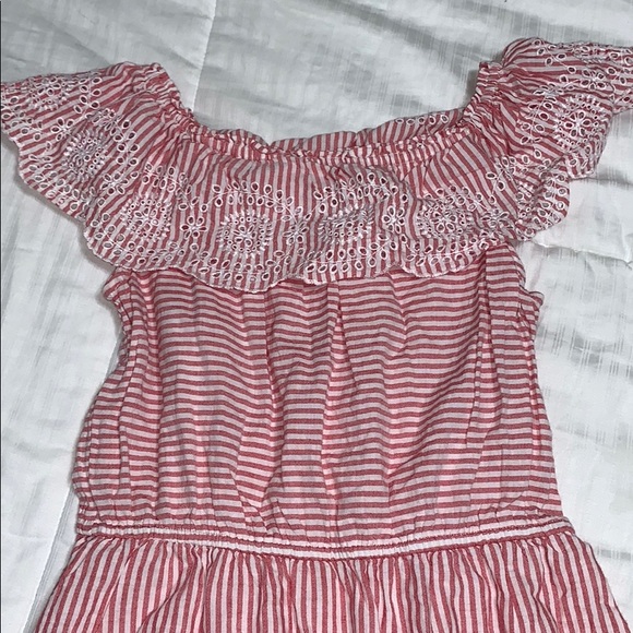 GAP OFF THE SHOULDER EYELET PINSTRIPE DRESS - Picture 2 of 3